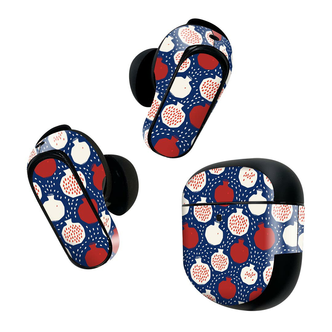 製品名 Bose QuietComfort Earbuds II 専用デザインスキンシール セット内容 Bose QuietComfort Earbuds II 専用シール　イヤホン（左右）3枚、充電ケース用シール 1枚AirPods第3世代専用です。第1?2世代、Proシリーズには対応していません。 商品特徴 再剥離性シートを素材に採用し、細かな位置調整がしやすく貼り直しが容易です。また、エアフリーでもありますので気泡が簡単に逃げるので、キレイに貼ることができます。専用の業務プリンターを使い、商品画像と遜色のない美しい印刷仕上がり。 注意事項 画像はサンプルですので、ご覧の環境によっては多少色味に違いを感じる場合がございます。 イメージと違った、モニターと色味が異なるという理由での交換や返金はご対応出来かねます。スキンシールのみの販売で、機器本体や充電ケース本体は付属しません。シワができた場合、ドライヤーなどで軽く温め、外側に向けてシワを伸ばすように貼ってください。初回貼付時の位置調整や貼り直しは可能ですが、しっかりと押し付けて接着させた後の再剥離、再利用は保証しておりません。また接着部に油分や汚れが付着しますと角の部分は剥がれやすくなりますので、貼付時はあまり触れないようにご注意ください。無地のセミグロスシートにデザインをプリントした商品で、デコなどの加工はございません。 凹凸や光沢があるように見えたり布地や金属を素材にしたように見える商品もありますが、デザインの図版によるものです。印刷時に微妙な画像のズレが生じる場合がございます。ご注文後に1点1点制作する受注生産品の為、不良品以外のご返品や交換は固くお断りします。 商品発送 完全受注生産のハンドメイド商品となりますので、既製品と比べて発送までお時間を頂いています。 基本的に決済確認後2~3営業日、最大で10営業日での発送となります。繁忙期や休業日明けの場合はさらに時間がかかる場合があります。 その際には別途メールにてご連絡致します。メール便の場合、発送日から到着までに2?4日ほどかかる場合が多く、紛失などの保障もご対応できかねます。あらかじめご了承下さい。