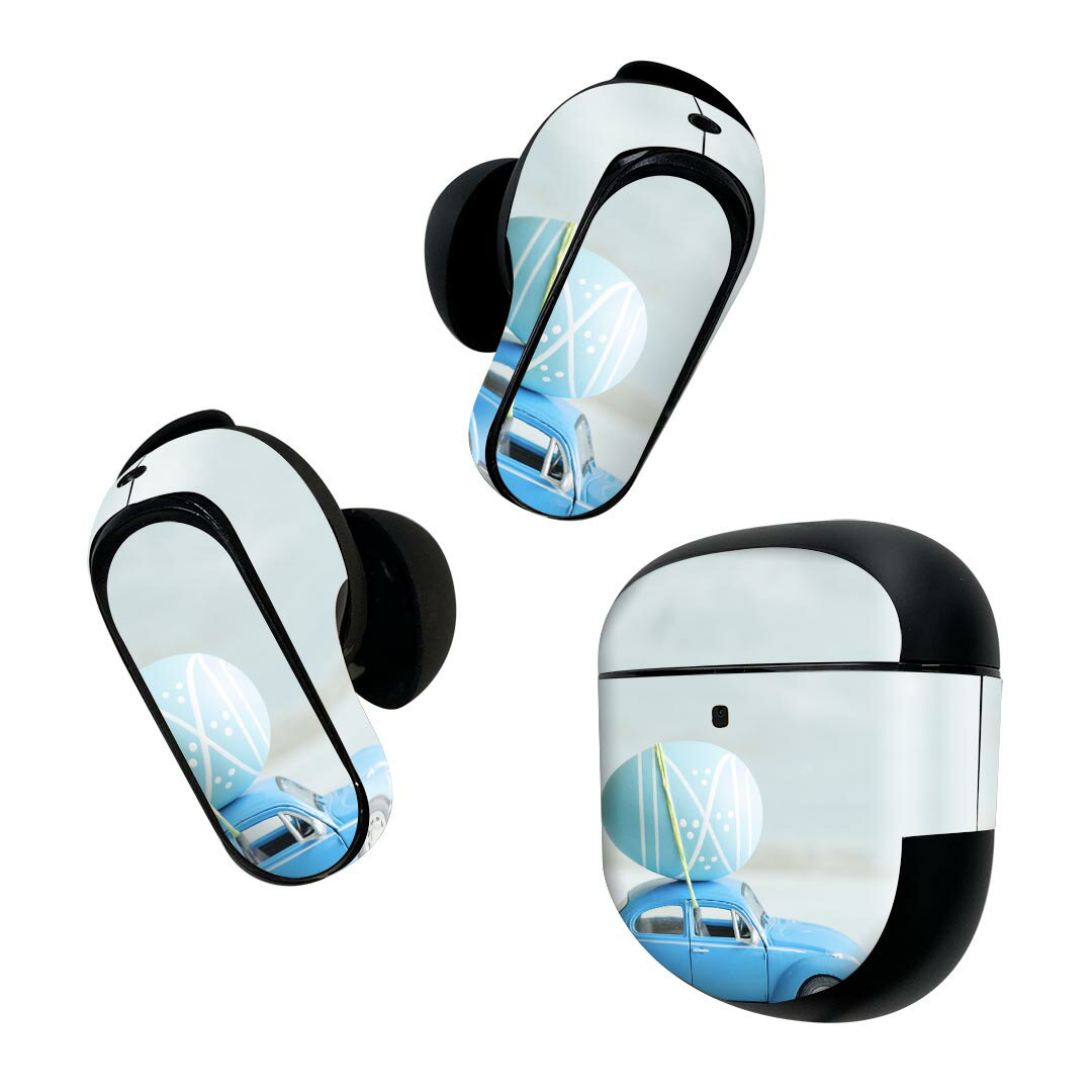 Bose QuietComfort Earbuds II 用 スキンシール ボーズ イヤバッズ2 用 ステッカー 本体3セット ケース1セット 保護 フィルム デコ 写真 車 水色 010765