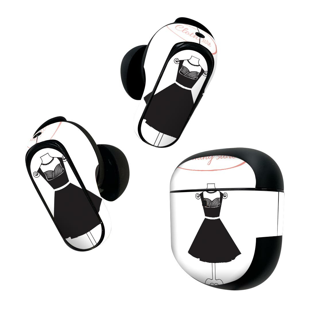 Bose QuietComfort Earbuds II 用 スキンシール ボーズ イヤバッズ2 用　ステッカー　本体3セット ケース1セット 保護 フィルム デコ ファッション　英語　おしゃれ 010787
