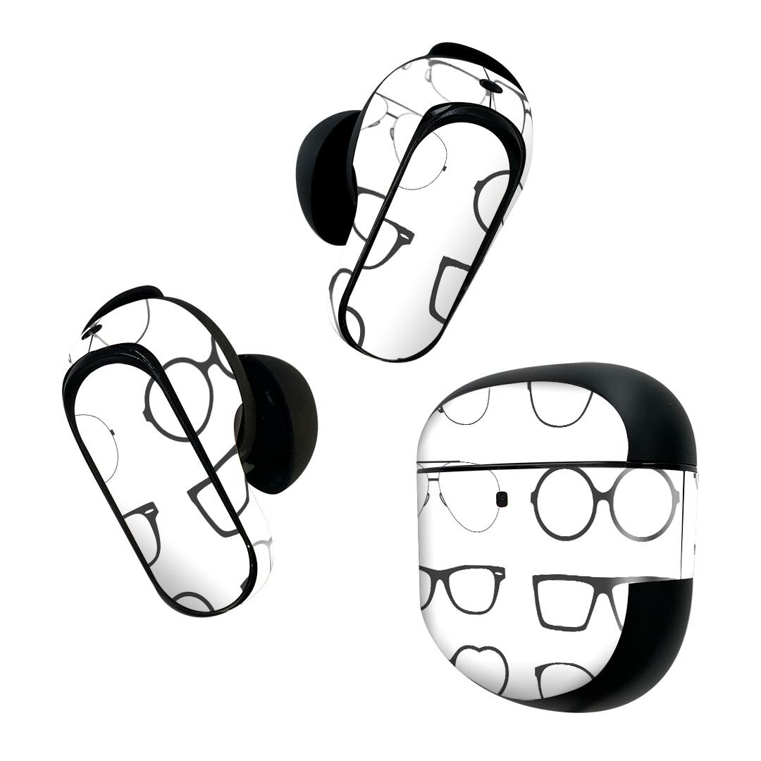 Bose QuietComfort Earbuds II 用 スキンシール ボーズ イヤバッズ2 用　ステッカー　本体3セット ケース1セット 保護 フィルム デコ めがね　ファッション　おしゃれ 010863