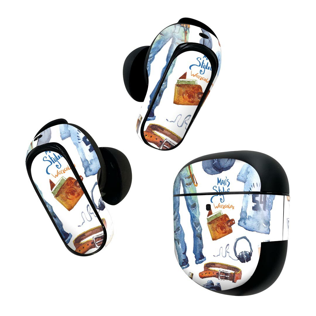 Bose QuietComfort Earbuds II 用 スキンシール ボーズ イヤバッズ2 用　ステッカー　本体3セット ケース1セット 保護 フィルム デコ ファッション　おしゃれ　男性 010869