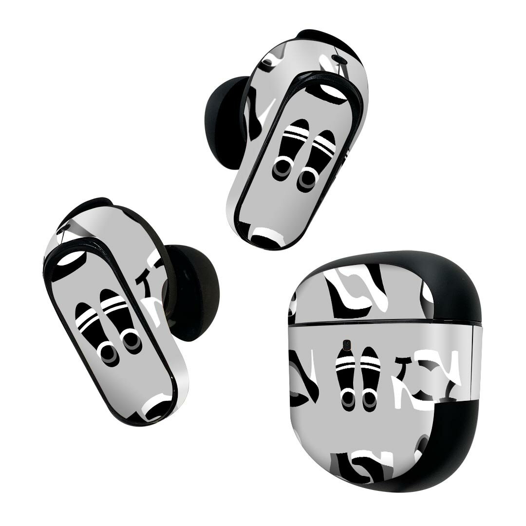 Bose QuietComfort Earbuds II 用 スキンシール ボーズ イヤバッズ2 用　ステッカー　本体3セット ケース1セット 保護 フィルム デコ 靴　ハイヒール　グレー 010893