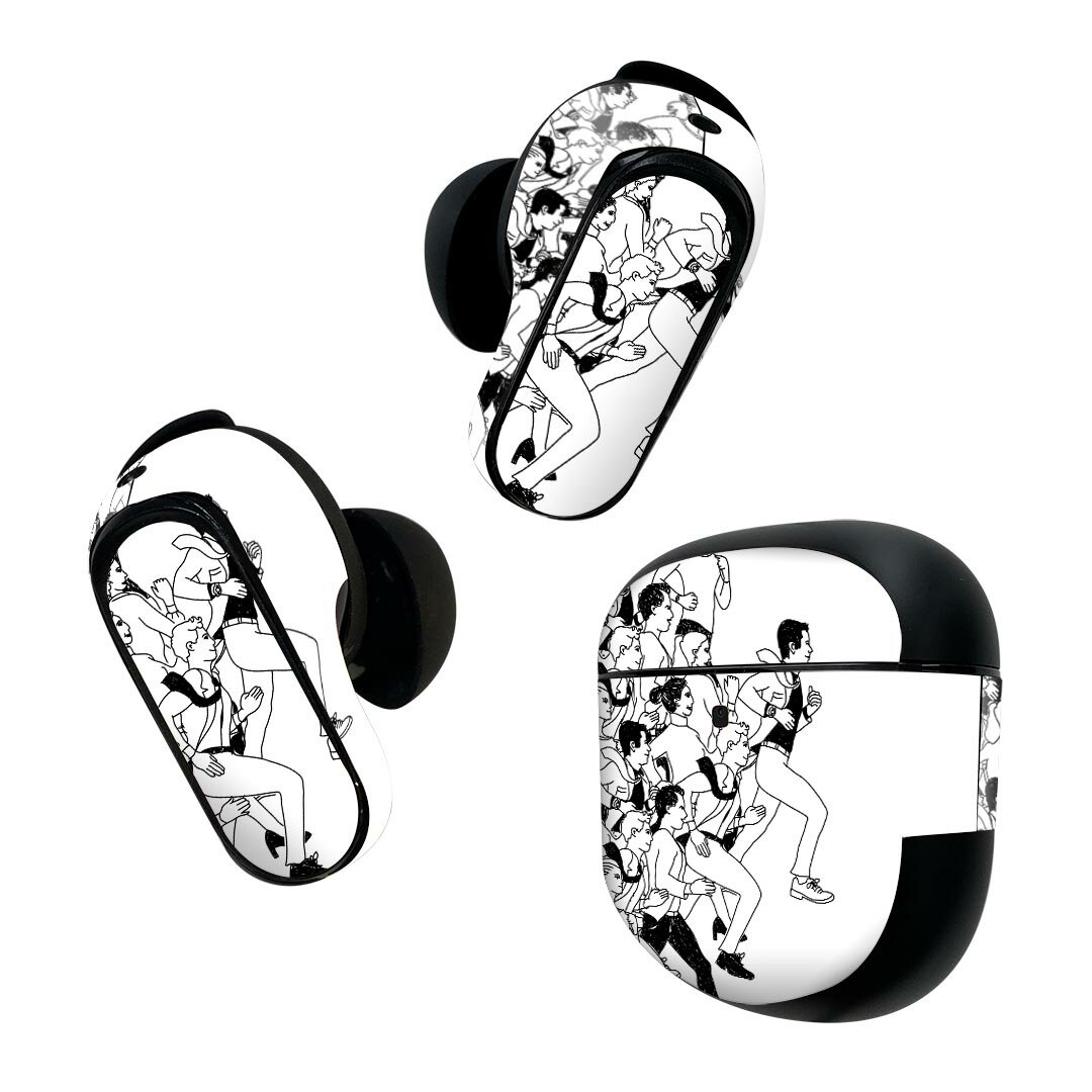 Bose QuietComfort Earbuds II 用 スキンシール ボーズ イヤバッズ2 用　ステッカー　本体3セット ケース1セット 保護 フィルム デコ 人物　イラスト　キャラクター 010933