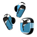 Bose QuietComfort Earbuds II 用 スキンシール ボーズ イヤバッズ2 用 ステッカー 本体3セット ケース1セット 保護 フィルム デコ イルカ 海 青 010993(2)