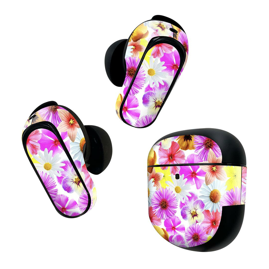 製品名 Bose QuietComfort Earbuds II 専用デザインスキンシール セット内容 Bose QuietComfort Earbuds II 専用シール　イヤホン（左右）3枚、充電ケース用シール 1枚AirPods第3世代専用です。第1?2世代、Proシリーズには対応していません。 商品特徴 再剥離性シートを素材に採用し、細かな位置調整がしやすく貼り直しが容易です。また、エアフリーでもありますので気泡が簡単に逃げるので、キレイに貼ることができます。専用の業務プリンターを使い、商品画像と遜色のない美しい印刷仕上がり。 注意事項 画像はサンプルですので、ご覧の環境によっては多少色味に違いを感じる場合がございます。 イメージと違った、モニターと色味が異なるという理由での交換や返金はご対応出来かねます。スキンシールのみの販売で、機器本体や充電ケース本体は付属しません。シワができた場合、ドライヤーなどで軽く温め、外側に向けてシワを伸ばすように貼ってください。初回貼付時の位置調整や貼り直しは可能ですが、しっかりと押し付けて接着させた後の再剥離、再利用は保証しておりません。また接着部に油分や汚れが付着しますと角の部分は剥がれやすくなりますので、貼付時はあまり触れないようにご注意ください。無地のセミグロスシートにデザインをプリントした商品で、デコなどの加工はございません。 凹凸や光沢があるように見えたり布地や金属を素材にしたように見える商品もありますが、デザインの図版によるものです。印刷時に微妙な画像のズレが生じる場合がございます。ご注文後に1点1点制作する受注生産品の為、不良品以外のご返品や交換は固くお断りします。 商品発送 完全受注生産のハンドメイド商品となりますので、既製品と比べて発送までお時間を頂いています。 基本的に決済確認後2~3営業日、最大で10営業日での発送となります。繁忙期や休業日明けの場合はさらに時間がかかる場合があります。 その際には別途メールにてご連絡致します。メール便の場合、発送日から到着までに2?4日ほどかかる場合が多く、紛失などの保障もご対応できかねます。あらかじめご了承下さい。