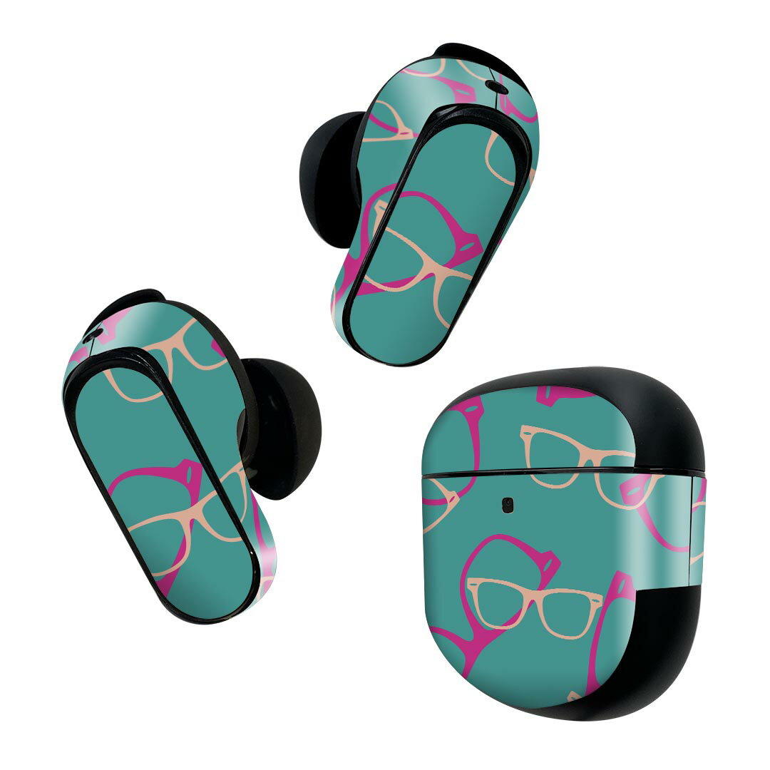 Bose QuietComfort Earbuds II 用 スキンシール ボーズ イヤバッズ2 用　ステッカー　本体3セット ケース1セット 保護 フィルム デコ めがね　ファッション　おしゃれ 011160