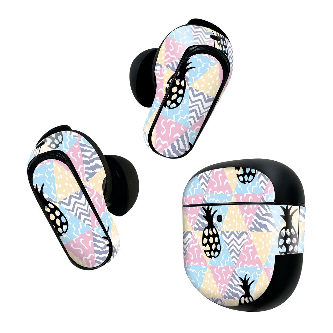 製品名 Bose QuietComfort Earbuds II 専用デザインスキンシール セット内容 Bose QuietComfort Earbuds II 専用シール　イヤホン（左右）3枚、充電ケース用シール 1枚AirPods第3世代専用です。第1?2世代、Proシリーズには対応していません。 商品特徴 再剥離性シートを素材に採用し、細かな位置調整がしやすく貼り直しが容易です。また、エアフリーでもありますので気泡が簡単に逃げるので、キレイに貼ることができます。専用の業務プリンターを使い、商品画像と遜色のない美しい印刷仕上がり。 注意事項 画像はサンプルですので、ご覧の環境によっては多少色味に違いを感じる場合がございます。 イメージと違った、モニターと色味が異なるという理由での交換や返金はご対応出来かねます。スキンシールのみの販売で、機器本体や充電ケース本体は付属しません。シワができた場合、ドライヤーなどで軽く温め、外側に向けてシワを伸ばすように貼ってください。初回貼付時の位置調整や貼り直しは可能ですが、しっかりと押し付けて接着させた後の再剥離、再利用は保証しておりません。また接着部に油分や汚れが付着しますと角の部分は剥がれやすくなりますので、貼付時はあまり触れないようにご注意ください。無地のセミグロスシートにデザインをプリントした商品で、デコなどの加工はございません。 凹凸や光沢があるように見えたり布地や金属を素材にしたように見える商品もありますが、デザインの図版によるものです。印刷時に微妙な画像のズレが生じる場合がございます。ご注文後に1点1点制作する受注生産品の為、不良品以外のご返品や交換は固くお断りします。 商品発送 完全受注生産のハンドメイド商品となりますので、既製品と比べて発送までお時間を頂いています。 基本的に決済確認後2~3営業日、最大で10営業日での発送となります。繁忙期や休業日明けの場合はさらに時間がかかる場合があります。 その際には別途メールにてご連絡致します。メール便の場合、発送日から到着までに2?4日ほどかかる場合が多く、紛失などの保障もご対応できかねます。あらかじめご了承下さい。