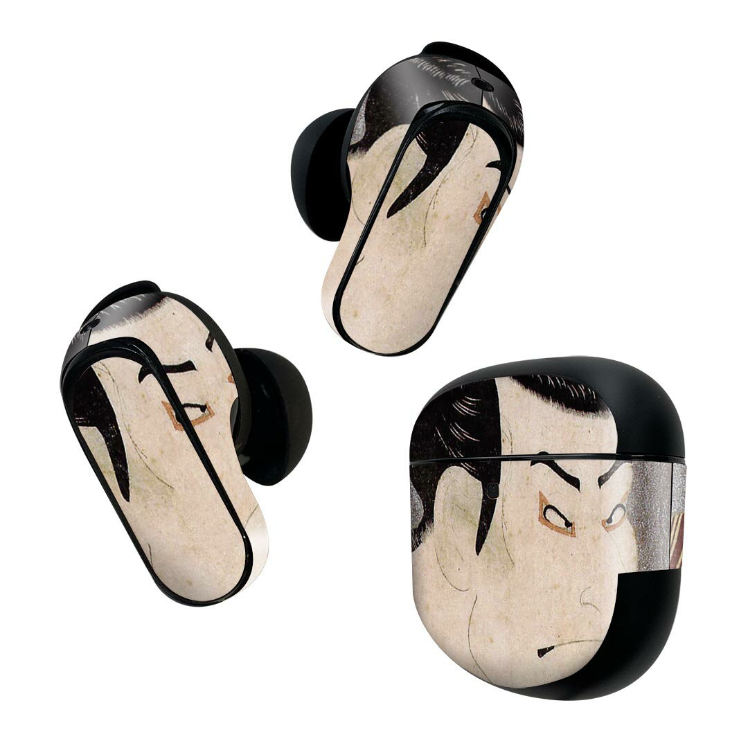 Bose QuietComfort Earbuds II 用 スキンシール ボーズ イヤバッズ2 用　ステッカー　本体3セット ケース1セット 保護 フィルム デコ 和風　和柄　歌舞伎 011484