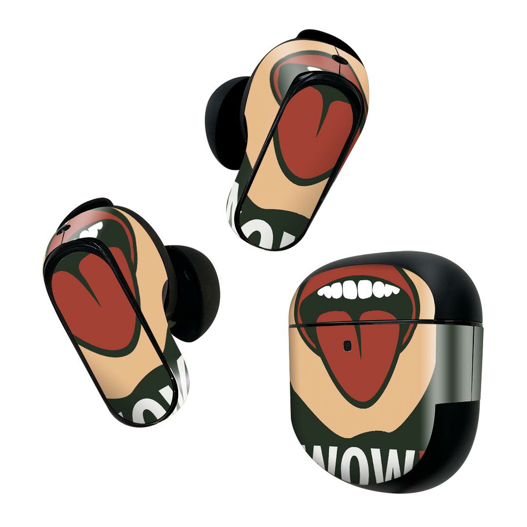 Bose QuietComfort Earbuds II 用 スキンシール ボーズ イヤバッズ2 用　ステッカー　本体3セット ケース1セット 保護 フィルム デコ 英語　人物　イラスト 011638