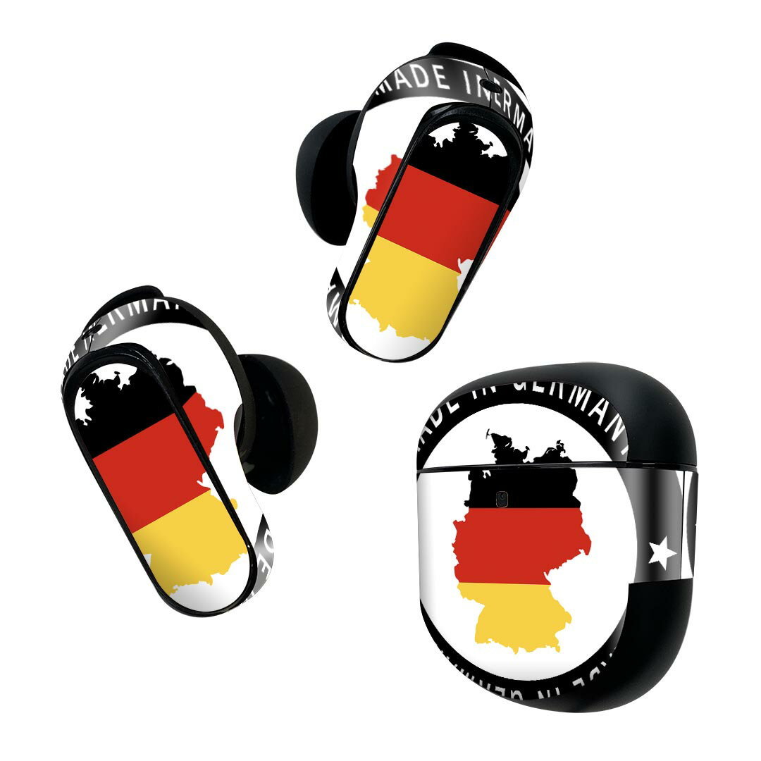 Bose QuietComfort Earbuds II 用 スキンシール ボーズ イヤバッズ2 用　ステッカー　本体3セット ケース1セット 保護 フィルム デコ ドイツ　外国　国旗 011646