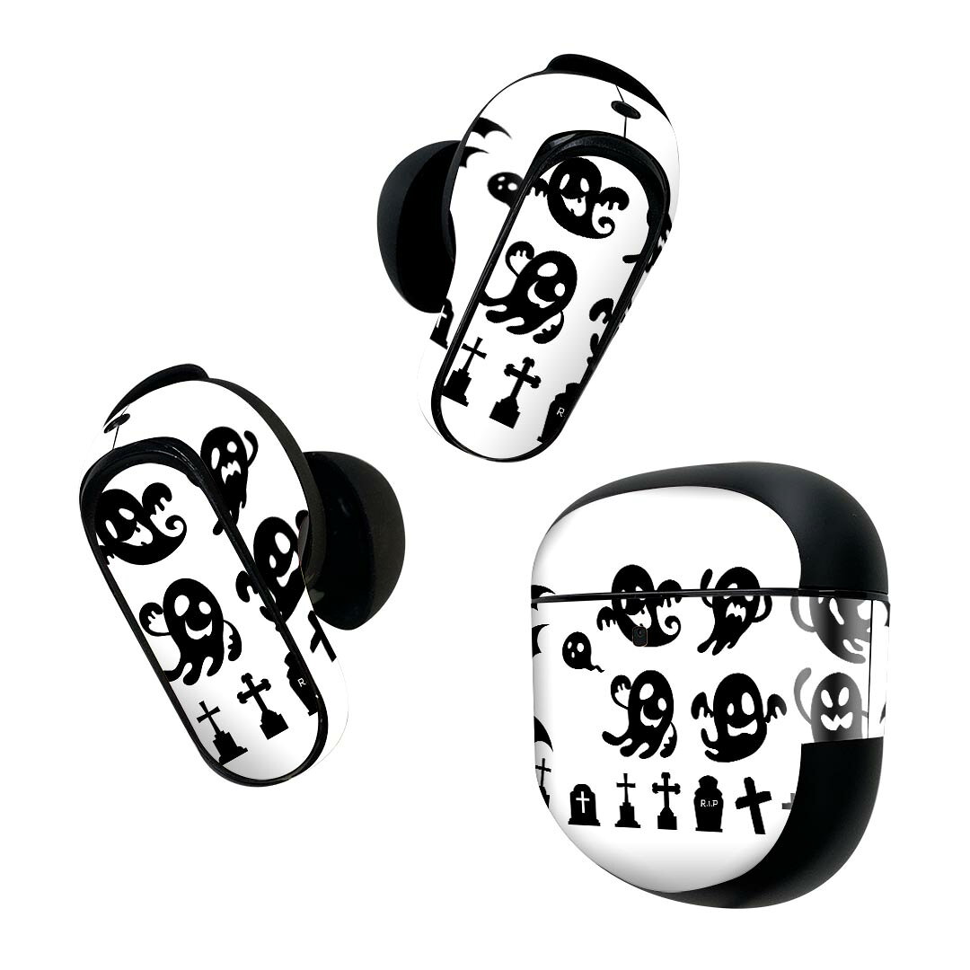 製品名 Bose QuietComfort Earbuds II 専用デザインスキンシール セット内容 Bose QuietComfort Earbuds II 専用シール　イヤホン（左右）3枚、充電ケース用シール 1枚AirPods第3世代専用です。第1?2世代、Proシリーズには対応していません。 商品特徴 再剥離性シートを素材に採用し、細かな位置調整がしやすく貼り直しが容易です。また、エアフリーでもありますので気泡が簡単に逃げるので、キレイに貼ることができます。専用の業務プリンターを使い、商品画像と遜色のない美しい印刷仕上がり。 注意事項 画像はサンプルですので、ご覧の環境によっては多少色味に違いを感じる場合がございます。 イメージと違った、モニターと色味が異なるという理由での交換や返金はご対応出来かねます。スキンシールのみの販売で、機器本体や充電ケース本体は付属しません。シワができた場合、ドライヤーなどで軽く温め、外側に向けてシワを伸ばすように貼ってください。初回貼付時の位置調整や貼り直しは可能ですが、しっかりと押し付けて接着させた後の再剥離、再利用は保証しておりません。また接着部に油分や汚れが付着しますと角の部分は剥がれやすくなりますので、貼付時はあまり触れないようにご注意ください。無地のセミグロスシートにデザインをプリントした商品で、デコなどの加工はございません。 凹凸や光沢があるように見えたり布地や金属を素材にしたように見える商品もありますが、デザインの図版によるものです。印刷時に微妙な画像のズレが生じる場合がございます。ご注文後に1点1点制作する受注生産品の為、不良品以外のご返品や交換は固くお断りします。 商品発送 完全受注生産のハンドメイド商品となりますので、既製品と比べて発送までお時間を頂いています。 基本的に決済確認後2~3営業日、最大で10営業日での発送となります。繁忙期や休業日明けの場合はさらに時間がかかる場合があります。 その際には別途メールにてご連絡致します。メール便の場合、発送日から到着までに2?4日ほどかかる場合が多く、紛失などの保障もご対応できかねます。あらかじめご了承下さい。