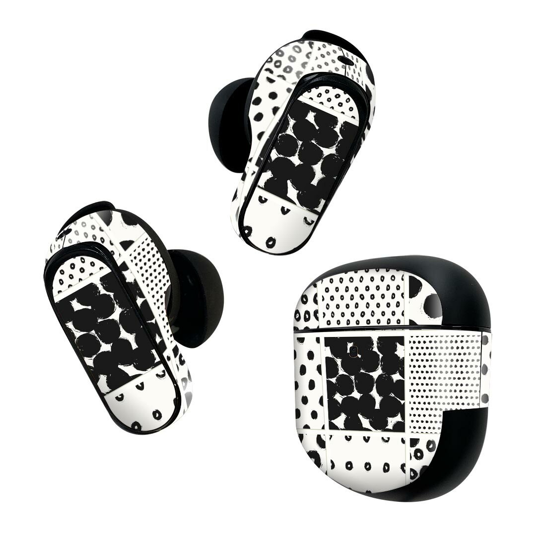 製品名 Bose QuietComfort Earbuds II 専用デザインスキンシール セット内容 Bose QuietComfort Earbuds II 専用シール　イヤホン（左右）3枚、充電ケース用シール 1枚AirPods第3世代専用です。第1?2世代、Proシリーズには対応していません。 商品特徴 再剥離性シートを素材に採用し、細かな位置調整がしやすく貼り直しが容易です。また、エアフリーでもありますので気泡が簡単に逃げるので、キレイに貼ることができます。専用の業務プリンターを使い、商品画像と遜色のない美しい印刷仕上がり。 注意事項 画像はサンプルですので、ご覧の環境によっては多少色味に違いを感じる場合がございます。 イメージと違った、モニターと色味が異なるという理由での交換や返金はご対応出来かねます。スキンシールのみの販売で、機器本体や充電ケース本体は付属しません。シワができた場合、ドライヤーなどで軽く温め、外側に向けてシワを伸ばすように貼ってください。初回貼付時の位置調整や貼り直しは可能ですが、しっかりと押し付けて接着させた後の再剥離、再利用は保証しておりません。また接着部に油分や汚れが付着しますと角の部分は剥がれやすくなりますので、貼付時はあまり触れないようにご注意ください。無地のセミグロスシートにデザインをプリントした商品で、デコなどの加工はございません。 凹凸や光沢があるように見えたり布地や金属を素材にしたように見える商品もありますが、デザインの図版によるものです。印刷時に微妙な画像のズレが生じる場合がございます。ご注文後に1点1点制作する受注生産品の為、不良品以外のご返品や交換は固くお断りします。 商品発送 完全受注生産のハンドメイド商品となりますので、既製品と比べて発送までお時間を頂いています。 基本的に決済確認後2~3営業日、最大で10営業日での発送となります。繁忙期や休業日明けの場合はさらに時間がかかる場合があります。 その際には別途メールにてご連絡致します。メール便の場合、発送日から到着までに2?4日ほどかかる場合が多く、紛失などの保障もご対応できかねます。あらかじめご了承下さい。