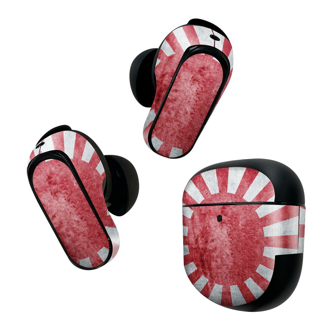 Bose QuietComfort Earbuds II 用 スキンシール ボーズ イヤバッズ2 用　ステッカー　本体3セット ケース1セット 保護 フィルム デコ 赤　日本　日の丸 011879