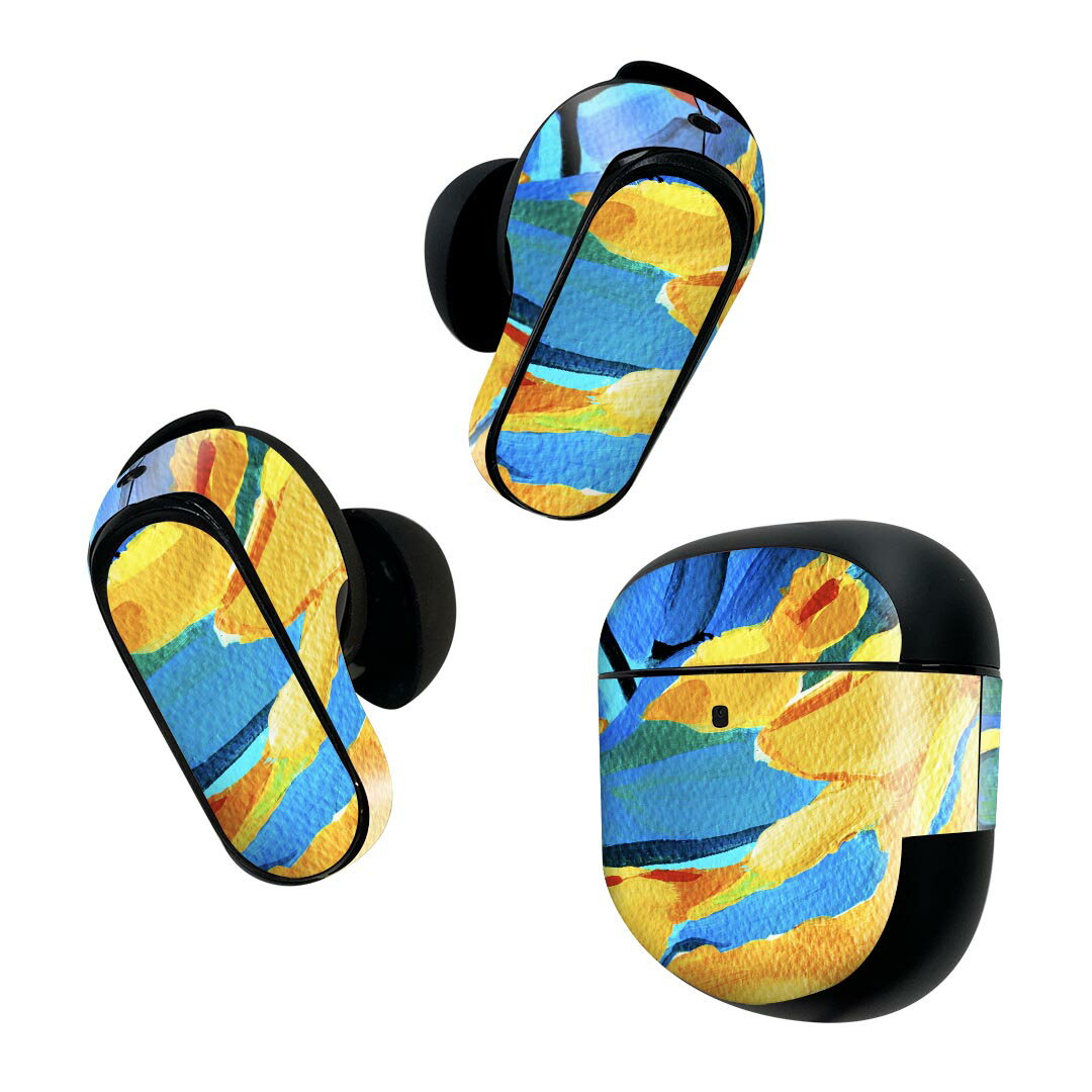 製品名 Bose QuietComfort Earbuds II 専用デザインスキンシール セット内容 Bose QuietComfort Earbuds II 専用シール　イヤホン（左右）3枚、充電ケース用シール 1枚AirPods第3世代専用です。第1?2世代、Proシリーズには対応していません。 商品特徴 再剥離性シートを素材に採用し、細かな位置調整がしやすく貼り直しが容易です。また、エアフリーでもありますので気泡が簡単に逃げるので、キレイに貼ることができます。専用の業務プリンターを使い、商品画像と遜色のない美しい印刷仕上がり。 注意事項 画像はサンプルですので、ご覧の環境によっては多少色味に違いを感じる場合がございます。 イメージと違った、モニターと色味が異なるという理由での交換や返金はご対応出来かねます。スキンシールのみの販売で、機器本体や充電ケース本体は付属しません。シワができた場合、ドライヤーなどで軽く温め、外側に向けてシワを伸ばすように貼ってください。初回貼付時の位置調整や貼り直しは可能ですが、しっかりと押し付けて接着させた後の再剥離、再利用は保証しておりません。また接着部に油分や汚れが付着しますと角の部分は剥がれやすくなりますので、貼付時はあまり触れないようにご注意ください。無地のセミグロスシートにデザインをプリントした商品で、デコなどの加工はございません。 凹凸や光沢があるように見えたり布地や金属を素材にしたように見える商品もありますが、デザインの図版によるものです。印刷時に微妙な画像のズレが生じる場合がございます。ご注文後に1点1点制作する受注生産品の為、不良品以外のご返品や交換は固くお断りします。 商品発送 完全受注生産のハンドメイド商品となりますので、既製品と比べて発送までお時間を頂いています。 基本的に決済確認後2~3営業日、最大で10営業日での発送となります。繁忙期や休業日明けの場合はさらに時間がかかる場合があります。 その際には別途メールにてご連絡致します。メール便の場合、発送日から到着までに2?4日ほどかかる場合が多く、紛失などの保障もご対応できかねます。あらかじめご了承下さい。