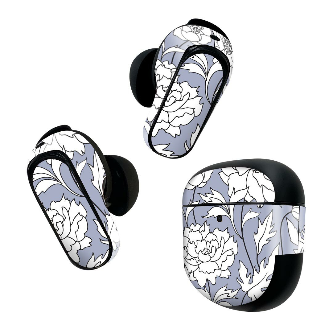 Bose QuietComfort Earbuds II 用 スキンシール ボーズ イヤバッズ2 用　ステッカー　本体3セット ケース1セット 保護 フィルム デコ 花　植物　イラスト 012180(2.0)