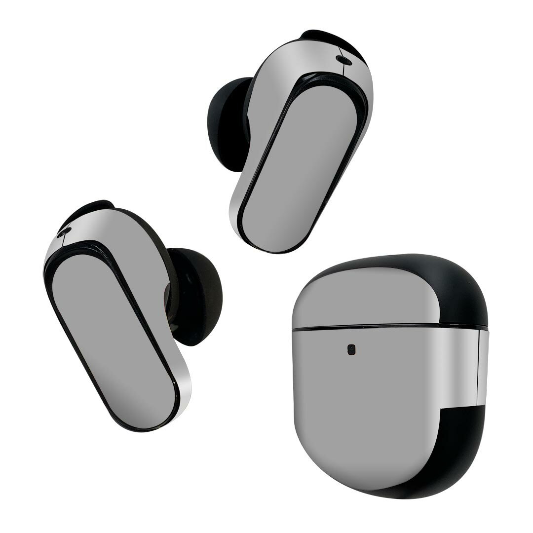 Bose QuietComfort Earbuds II 用 スキンシール ボーズ イヤバッズ2 用　ステッカー　本体3セット ケース1セット 保護 フィルム デコ グレー　単色　シンプル 012251