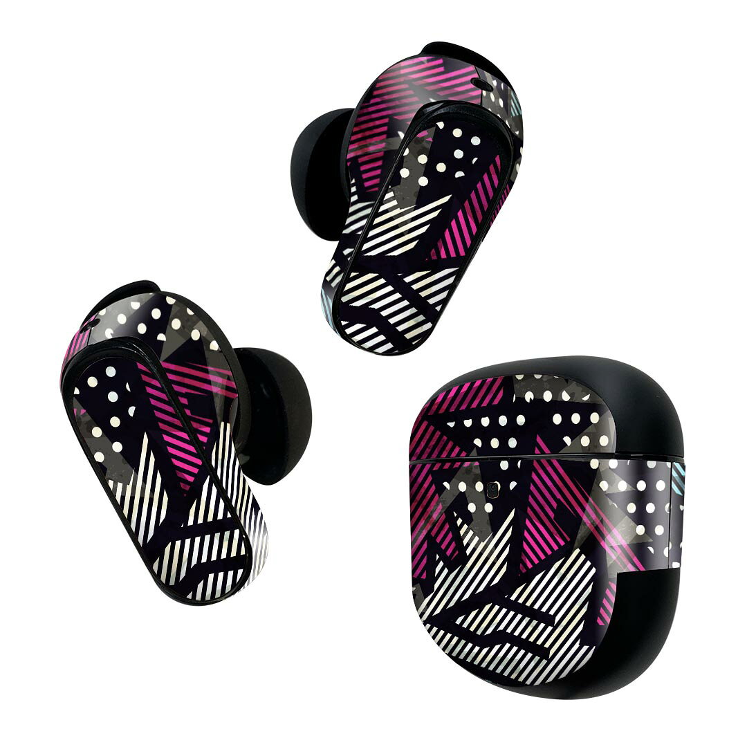 製品名 Bose QuietComfort Earbuds II 専用デザインスキンシール セット内容 Bose QuietComfort Earbuds II 専用シール　イヤホン（左右）3枚、充電ケース用シール 1枚AirPods第3世代専用です。第1?2世代、Proシリーズには対応していません。 商品特徴 再剥離性シートを素材に採用し、細かな位置調整がしやすく貼り直しが容易です。また、エアフリーでもありますので気泡が簡単に逃げるので、キレイに貼ることができます。専用の業務プリンターを使い、商品画像と遜色のない美しい印刷仕上がり。 注意事項 画像はサンプルですので、ご覧の環境によっては多少色味に違いを感じる場合がございます。 イメージと違った、モニターと色味が異なるという理由での交換や返金はご対応出来かねます。スキンシールのみの販売で、機器本体や充電ケース本体は付属しません。シワができた場合、ドライヤーなどで軽く温め、外側に向けてシワを伸ばすように貼ってください。初回貼付時の位置調整や貼り直しは可能ですが、しっかりと押し付けて接着させた後の再剥離、再利用は保証しておりません。また接着部に油分や汚れが付着しますと角の部分は剥がれやすくなりますので、貼付時はあまり触れないようにご注意ください。無地のセミグロスシートにデザインをプリントした商品で、デコなどの加工はございません。 凹凸や光沢があるように見えたり布地や金属を素材にしたように見える商品もありますが、デザインの図版によるものです。印刷時に微妙な画像のズレが生じる場合がございます。ご注文後に1点1点制作する受注生産品の為、不良品以外のご返品や交換は固くお断りします。 商品発送 完全受注生産のハンドメイド商品となりますので、既製品と比べて発送までお時間を頂いています。 基本的に決済確認後2~3営業日、最大で10営業日での発送となります。繁忙期や休業日明けの場合はさらに時間がかかる場合があります。 その際には別途メールにてご連絡致します。メール便の場合、発送日から到着までに2?4日ほどかかる場合が多く、紛失などの保障もご対応できかねます。あらかじめご了承下さい。