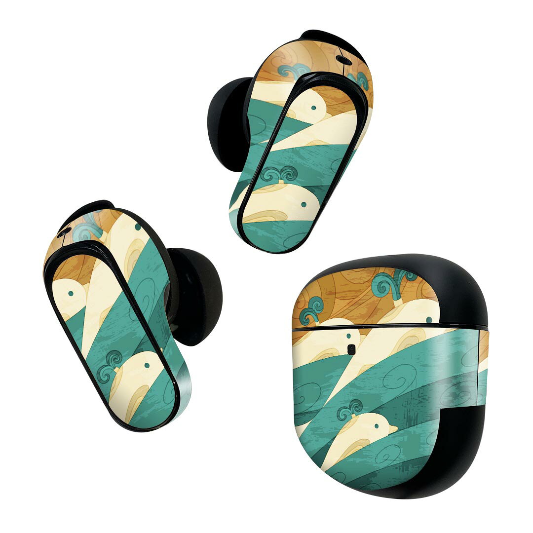製品名 Bose QuietComfort Earbuds II 専用デザインスキンシール セット内容 Bose QuietComfort Earbuds II 専用シール　イヤホン（左右）3枚、充電ケース用シール 1枚AirPods第3世代専用です。第1?2世代、Proシリーズには対応していません。 商品特徴 再剥離性シートを素材に採用し、細かな位置調整がしやすく貼り直しが容易です。また、エアフリーでもありますので気泡が簡単に逃げるので、キレイに貼ることができます。専用の業務プリンターを使い、商品画像と遜色のない美しい印刷仕上がり。 注意事項 画像はサンプルですので、ご覧の環境によっては多少色味に違いを感じる場合がございます。 イメージと違った、モニターと色味が異なるという理由での交換や返金はご対応出来かねます。スキンシールのみの販売で、機器本体や充電ケース本体は付属しません。シワができた場合、ドライヤーなどで軽く温め、外側に向けてシワを伸ばすように貼ってください。初回貼付時の位置調整や貼り直しは可能ですが、しっかりと押し付けて接着させた後の再剥離、再利用は保証しておりません。また接着部に油分や汚れが付着しますと角の部分は剥がれやすくなりますので、貼付時はあまり触れないようにご注意ください。無地のセミグロスシートにデザインをプリントした商品で、デコなどの加工はございません。 凹凸や光沢があるように見えたり布地や金属を素材にしたように見える商品もありますが、デザインの図版によるものです。印刷時に微妙な画像のズレが生じる場合がございます。ご注文後に1点1点制作する受注生産品の為、不良品以外のご返品や交換は固くお断りします。 商品発送 完全受注生産のハンドメイド商品となりますので、既製品と比べて発送までお時間を頂いています。 基本的に決済確認後2~3営業日、最大で10営業日での発送となります。繁忙期や休業日明けの場合はさらに時間がかかる場合があります。 その際には別途メールにてご連絡致します。メール便の場合、発送日から到着までに2?4日ほどかかる場合が多く、紛失などの保障もご対応できかねます。あらかじめご了承下さい。