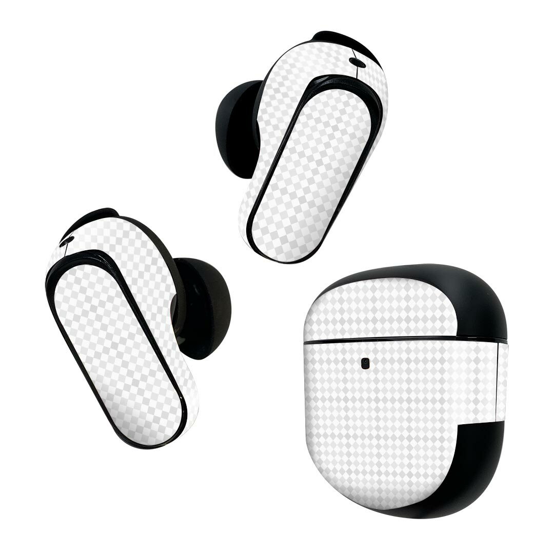 Bose QuietComfort Earbuds II 用 スキンシール ボーズ イヤバッズ2 用 ステッカー 本体3セット ケース1セット 保護 フィルム デコ 白 グレー 柄 012414
