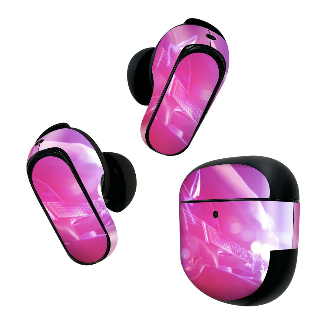 Bose QuietComfort Earbuds II 用 スキンシール ボーズ イヤバッズ2 用　ステッカー　本体3セット ケース1セット 保護 フィルム デコ ギター　ライブ　写真 012494