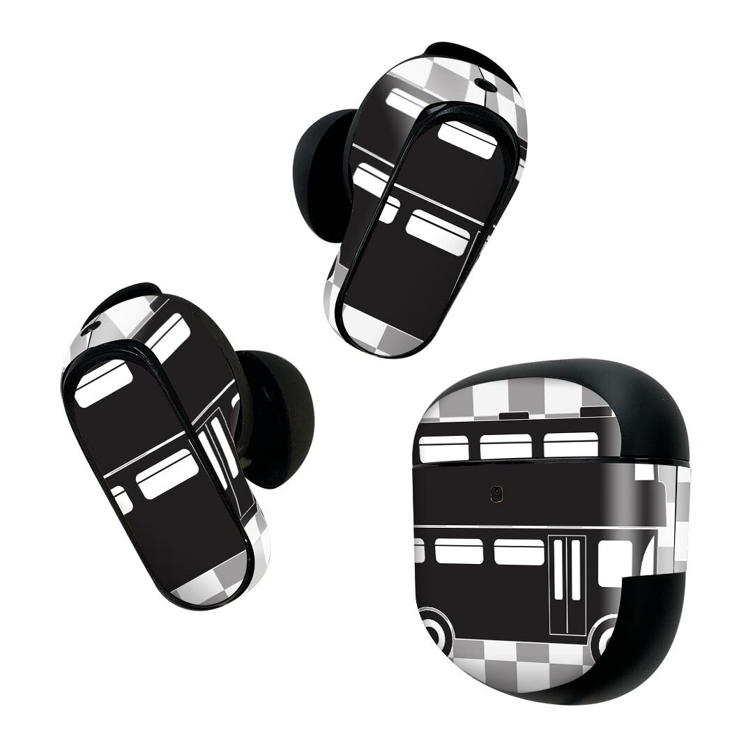 Bose QuietComfort Earbuds II 用 スキンシール ボーズ イヤバッズ2 用　ステッカー　本体3セット ケース1セット 保護 フィルム デコ バス　車　モノトーン 012597