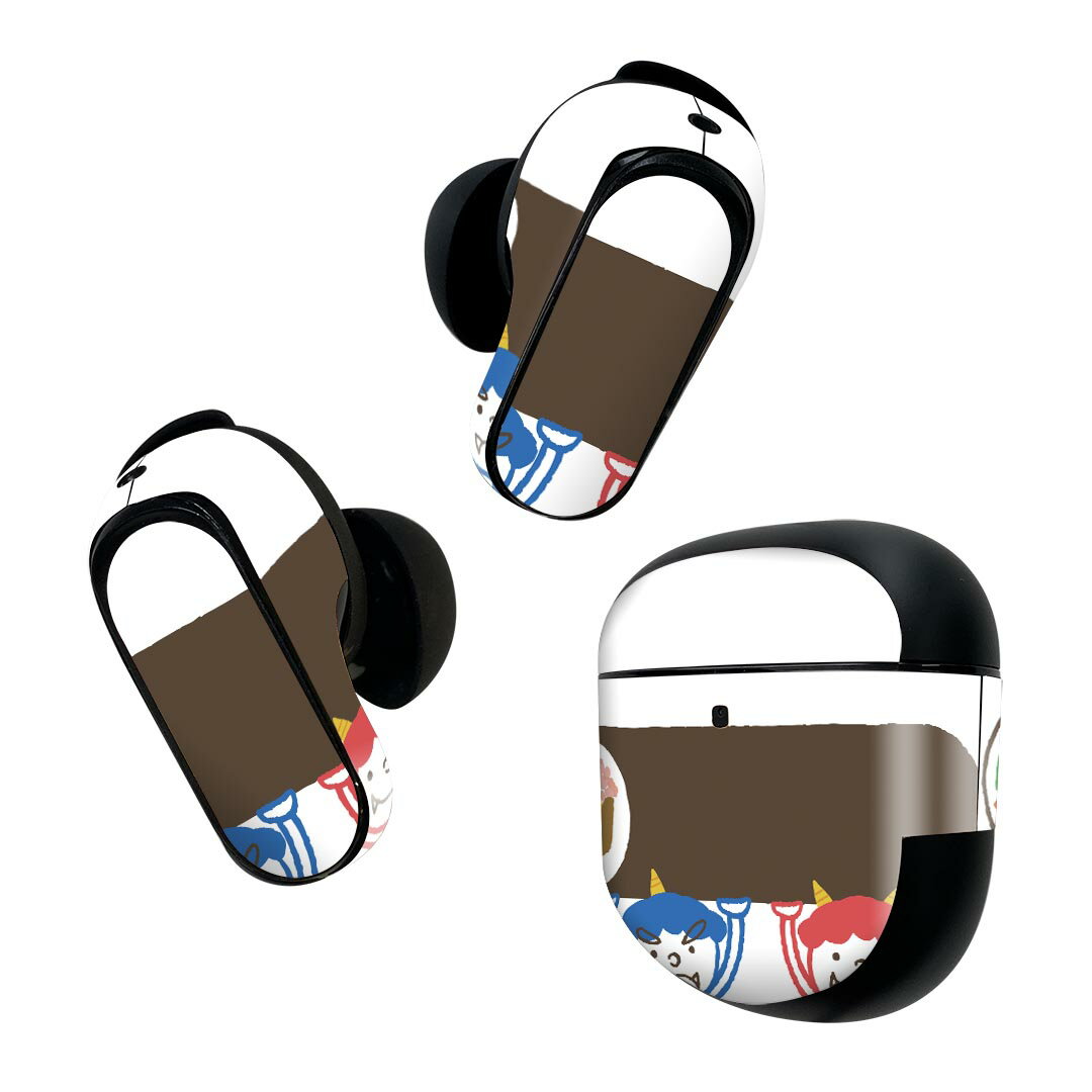 Bose QuietComfort Earbuds II 用 スキンシール ボーズ イヤバッズ2 用 ステッカー 本体3セット ケース1セット 保護 フィルム デコ 節分 鬼 恵方巻 012870