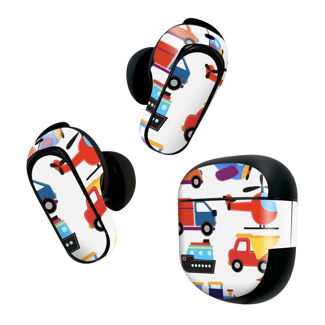 Bose QuietComfort Earbuds II 用 スキンシール ボーズ イヤバッズ2 用　ステッカー　本体3セット ケース1セット 保護 フィルム デコ 乗り物　飛行機　車　船 013166