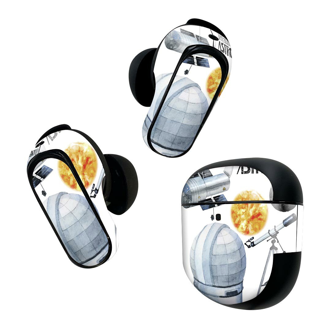 Bose QuietComfort Earbuds II 用 スキンシール ボーズ イヤバッズ2 用 ステッカー 本体3セット ケース1セット 保護 フィルム デコ ロケット 宇宙 惑星 013331
