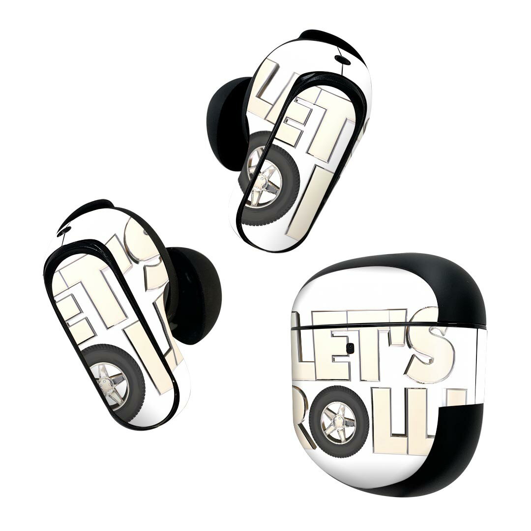 Bose QuietComfort Earbuds II 用 スキンシール ボーズ イヤバッズ2 用　ステッカー　本体3セット ケース1セット 保護 フィルム デコ 英語　文字　タイヤ 013411