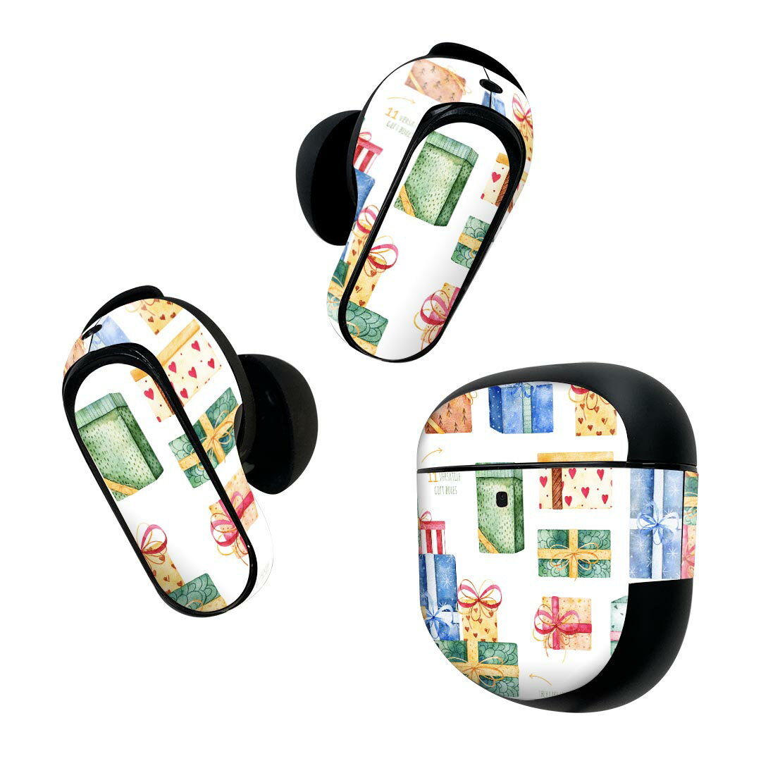 Bose QuietComfort Earbuds II 用 スキンシール ボーズ イヤバッズ2 用 ステッカー 本体3セット ケース1セット 保護 フィルム ...