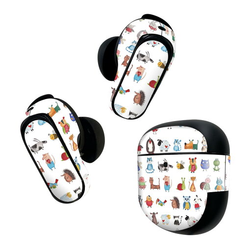 Bose QuietComfort Earbuds II 用 スキンシール ボーズ イヤバッズ2 用 ステッカー 本体3セット ケース1セット 保護 フィルム デコ 動物 かわいい イラスト 013501 Bose QuietComfort Earbuds II 用 スキンシール ボーズ イヤバッズ2 用 ステッカー 本体3セット ケース1セット 保護 フィルム デコ 動物 かわいい イラスト 013501