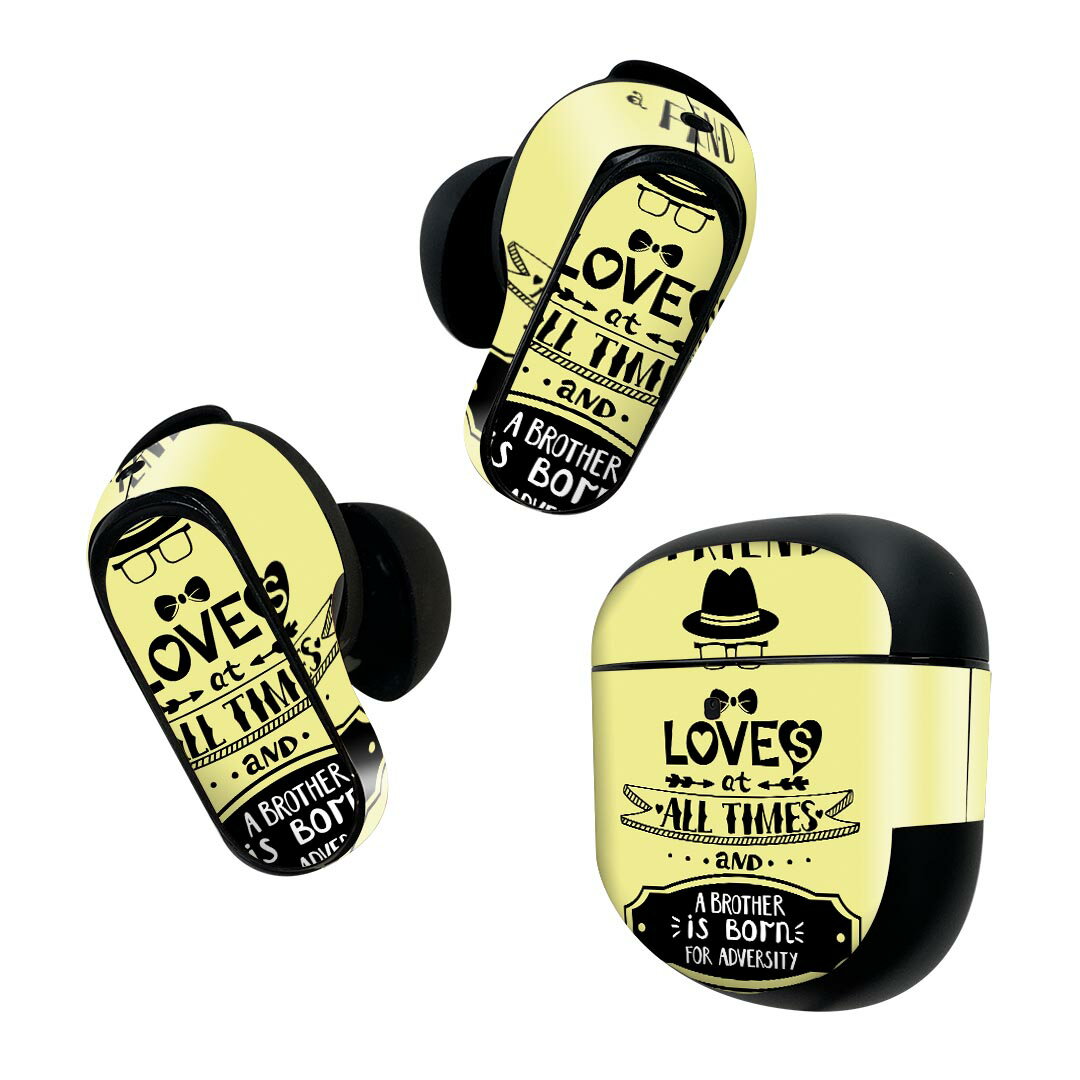 Bose QuietComfort Earbuds II 用 スキンシール ボーズ イヤバッズ2 用　ステッカー　本体3セット ケース1セット 保護 フィルム デコ 眼鏡　ハット　文字 013506