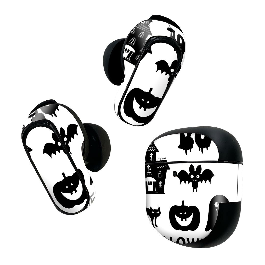 Bose QuietComfort Earbuds II 用 スキンシール ボーズ イヤバッズ2 用　ステッカー　本体3セット ケース1セット 保護 フィルム デコ ハロウィン　おばけ　かぼちゃ 013515