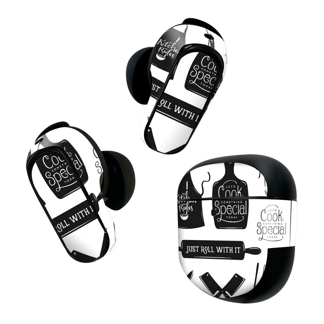 Bose QuietComfort Earbuds II 用 スキンシール ボーズ イヤバッズ2 用 ステッカー 本体3セット ケース1セット 保護 フィルム デコ 料理 クッキング キッチン 013517