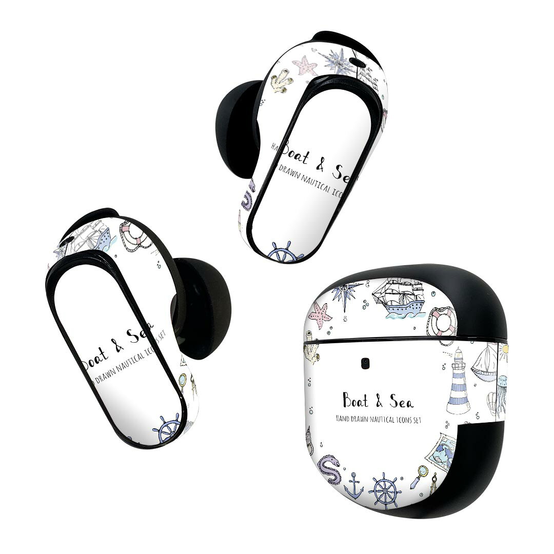 製品名 Bose QuietComfort Earbuds II 専用デザインスキンシール セット内容 Bose QuietComfort Earbuds II 専用シール　イヤホン（左右）3枚、充電ケース用シール 1枚AirPods第3世代専用です。第1?2世代、Proシリーズには対応していません。 商品特徴 再剥離性シートを素材に採用し、細かな位置調整がしやすく貼り直しが容易です。また、エアフリーでもありますので気泡が簡単に逃げるので、キレイに貼ることができます。専用の業務プリンターを使い、商品画像と遜色のない美しい印刷仕上がり。 注意事項 画像はサンプルですので、ご覧の環境によっては多少色味に違いを感じる場合がございます。 イメージと違った、モニターと色味が異なるという理由での交換や返金はご対応出来かねます。スキンシールのみの販売で、機器本体や充電ケース本体は付属しません。シワができた場合、ドライヤーなどで軽く温め、外側に向けてシワを伸ばすように貼ってください。初回貼付時の位置調整や貼り直しは可能ですが、しっかりと押し付けて接着させた後の再剥離、再利用は保証しておりません。また接着部に油分や汚れが付着しますと角の部分は剥がれやすくなりますので、貼付時はあまり触れないようにご注意ください。無地のセミグロスシートにデザインをプリントした商品で、デコなどの加工はございません。 凹凸や光沢があるように見えたり布地や金属を素材にしたように見える商品もありますが、デザインの図版によるものです。印刷時に微妙な画像のズレが生じる場合がございます。ご注文後に1点1点制作する受注生産品の為、不良品以外のご返品や交換は固くお断りします。 商品発送 完全受注生産のハンドメイド商品となりますので、既製品と比べて発送までお時間を頂いています。 基本的に決済確認後2~3営業日、最大で10営業日での発送となります。繁忙期や休業日明けの場合はさらに時間がかかる場合があります。 その際には別途メールにてご連絡致します。メール便の場合、発送日から到着までに2?4日ほどかかる場合が多く、紛失などの保障もご対応できかねます。あらかじめご了承下さい。