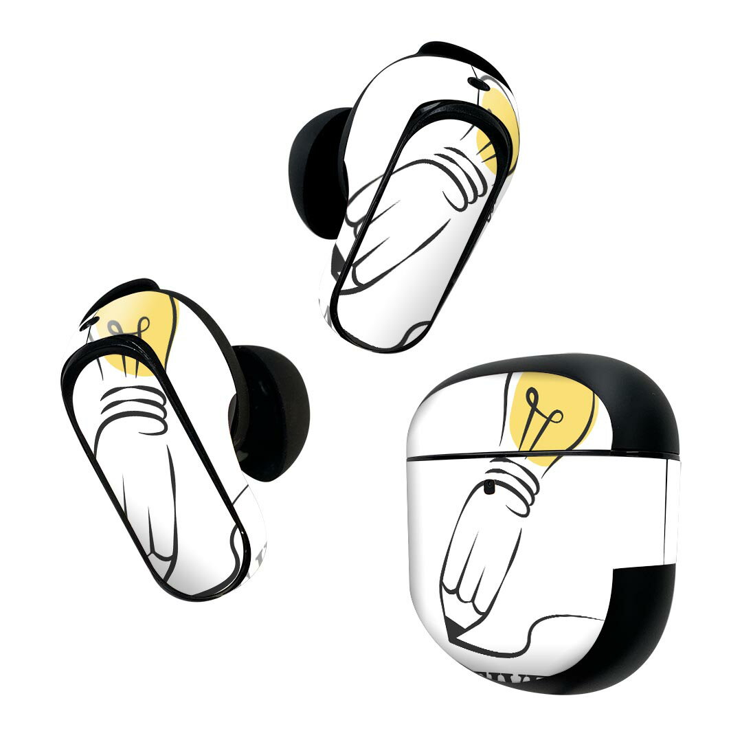 Bose QuietComfort Earbuds II 用 スキンシール ボーズ イヤバッズ2 用 ステッカー 本体3セット ケース1セット 保護 フィルム デコ 英語 文字 013780