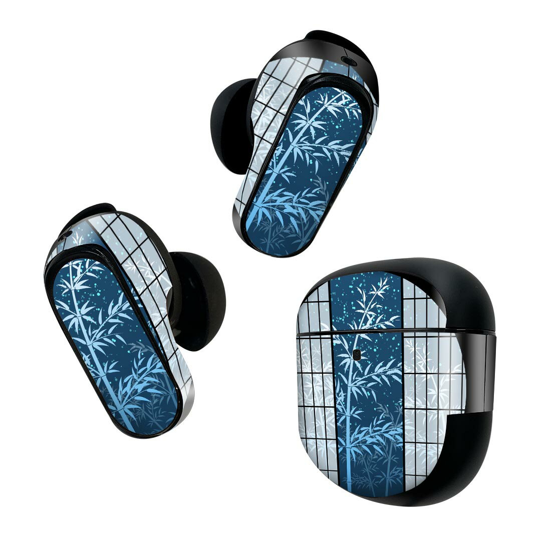Bose QuietComfort Earbuds II 用 スキンシール ボーズ イヤバッズ2 用　ステッカー　本体3セット ケース1セット 保護 フィルム デコ 七夕　短冊 013790