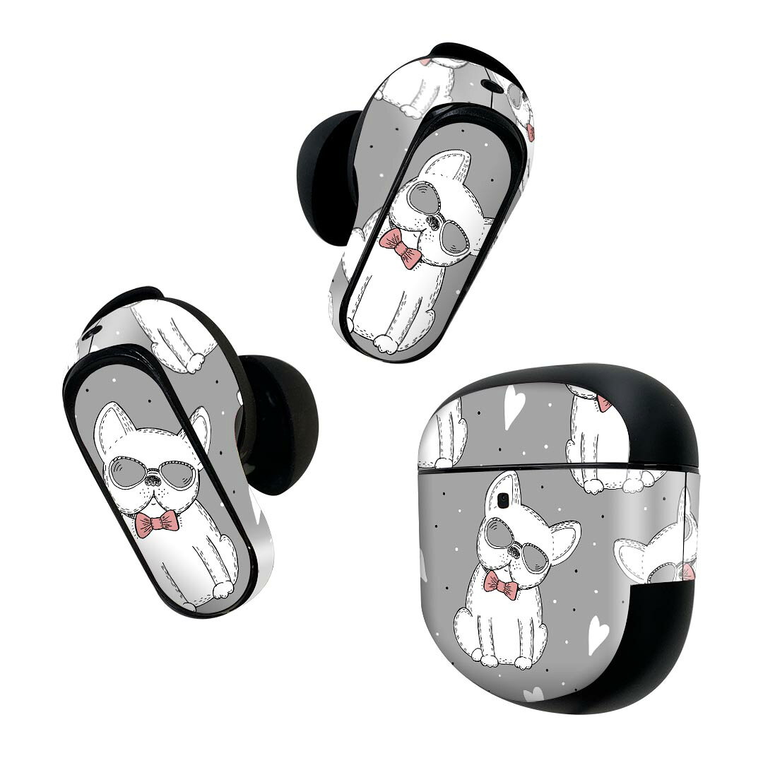 製品名 Bose QuietComfort Earbuds II 専用デザインスキンシール セット内容 Bose QuietComfort Earbuds II 専用シール　イヤホン（左右）3枚、充電ケース用シール 1枚AirPods第3世代専用です。第1?2世代、Proシリーズには対応していません。 商品特徴 再剥離性シートを素材に採用し、細かな位置調整がしやすく貼り直しが容易です。また、エアフリーでもありますので気泡が簡単に逃げるので、キレイに貼ることができます。専用の業務プリンターを使い、商品画像と遜色のない美しい印刷仕上がり。 注意事項 画像はサンプルですので、ご覧の環境によっては多少色味に違いを感じる場合がございます。 イメージと違った、モニターと色味が異なるという理由での交換や返金はご対応出来かねます。スキンシールのみの販売で、機器本体や充電ケース本体は付属しません。シワができた場合、ドライヤーなどで軽く温め、外側に向けてシワを伸ばすように貼ってください。初回貼付時の位置調整や貼り直しは可能ですが、しっかりと押し付けて接着させた後の再剥離、再利用は保証しておりません。また接着部に油分や汚れが付着しますと角の部分は剥がれやすくなりますので、貼付時はあまり触れないようにご注意ください。無地のセミグロスシートにデザインをプリントした商品で、デコなどの加工はございません。 凹凸や光沢があるように見えたり布地や金属を素材にしたように見える商品もありますが、デザインの図版によるものです。印刷時に微妙な画像のズレが生じる場合がございます。ご注文後に1点1点制作する受注生産品の為、不良品以外のご返品や交換は固くお断りします。 商品発送 完全受注生産のハンドメイド商品となりますので、既製品と比べて発送までお時間を頂いています。 基本的に決済確認後2~3営業日、最大で10営業日での発送となります。繁忙期や休業日明けの場合はさらに時間がかかる場合があります。 その際には別途メールにてご連絡致します。メール便の場合、発送日から到着までに2?4日ほどかかる場合が多く、紛失などの保障もご対応できかねます。あらかじめご了承下さい。