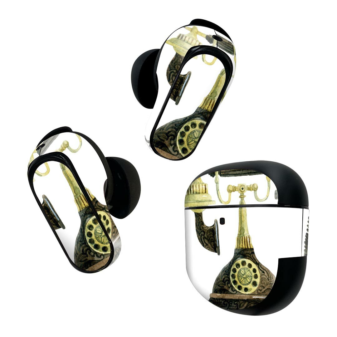 Bose QuietComfort Earbuds II 用 スキンシール ボーズ イヤバッズ2 用　ステッカー　本体3セット ケース1セット 保護 フィルム デコ おしゃれ　レトロ 013995