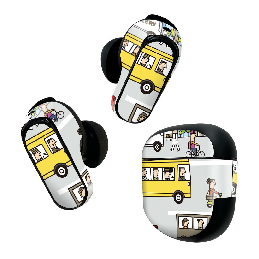Bose QuietComfort Earbuds II 用 スキンシール ボーズ イヤバッズ2 用　ステッカー　本体3セット ケース1セット 保護 フィルム デコ 車　乗り物　カラフル 014154