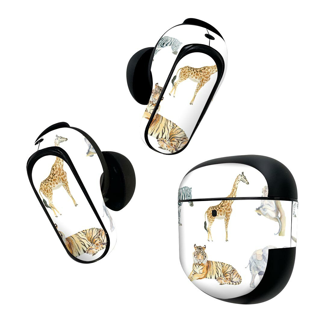 製品名 Bose QuietComfort Earbuds II 専用デザインスキンシール セット内容 Bose QuietComfort Earbuds II 専用シール　イヤホン（左右）3枚、充電ケース用シール 1枚AirPods第3世代専用です。第1?2世代、Proシリーズには対応していません。 商品特徴 再剥離性シートを素材に採用し、細かな位置調整がしやすく貼り直しが容易です。また、エアフリーでもありますので気泡が簡単に逃げるので、キレイに貼ることができます。専用の業務プリンターを使い、商品画像と遜色のない美しい印刷仕上がり。 注意事項 画像はサンプルですので、ご覧の環境によっては多少色味に違いを感じる場合がございます。 イメージと違った、モニターと色味が異なるという理由での交換や返金はご対応出来かねます。スキンシールのみの販売で、機器本体や充電ケース本体は付属しません。シワができた場合、ドライヤーなどで軽く温め、外側に向けてシワを伸ばすように貼ってください。初回貼付時の位置調整や貼り直しは可能ですが、しっかりと押し付けて接着させた後の再剥離、再利用は保証しておりません。また接着部に油分や汚れが付着しますと角の部分は剥がれやすくなりますので、貼付時はあまり触れないようにご注意ください。無地のセミグロスシートにデザインをプリントした商品で、デコなどの加工はございません。 凹凸や光沢があるように見えたり布地や金属を素材にしたように見える商品もありますが、デザインの図版によるものです。印刷時に微妙な画像のズレが生じる場合がございます。ご注文後に1点1点制作する受注生産品の為、不良品以外のご返品や交換は固くお断りします。 商品発送 完全受注生産のハンドメイド商品となりますので、既製品と比べて発送までお時間を頂いています。 基本的に決済確認後2~3営業日、最大で10営業日での発送となります。繁忙期や休業日明けの場合はさらに時間がかかる場合があります。 その際には別途メールにてご連絡致します。メール便の場合、発送日から到着までに2?4日ほどかかる場合が多く、紛失などの保障もご対応できかねます。あらかじめご了承下さい。