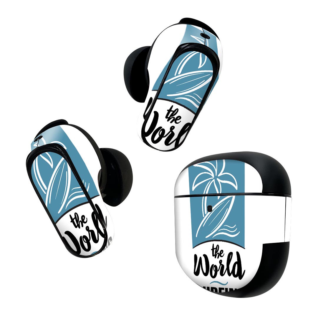 Bose QuietComfort Earbuds II 用 スキンシール ボーズ イヤバッズ2 用　ステッカー　本体3セット ケース1セット 保護 フィルム デコ サーフィン　ヤシの木　海 014322