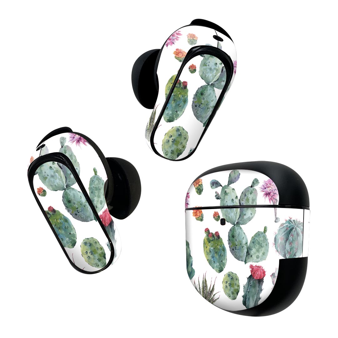 製品名 Bose QuietComfort Earbuds II 専用デザインスキンシール セット内容 Bose QuietComfort Earbuds II 専用シール　イヤホン（左右）3枚、充電ケース用シール 1枚AirPods第3世代専用です。第1?2世代、Proシリーズには対応していません。 商品特徴 再剥離性シートを素材に採用し、細かな位置調整がしやすく貼り直しが容易です。また、エアフリーでもありますので気泡が簡単に逃げるので、キレイに貼ることができます。専用の業務プリンターを使い、商品画像と遜色のない美しい印刷仕上がり。 注意事項 画像はサンプルですので、ご覧の環境によっては多少色味に違いを感じる場合がございます。 イメージと違った、モニターと色味が異なるという理由での交換や返金はご対応出来かねます。スキンシールのみの販売で、機器本体や充電ケース本体は付属しません。シワができた場合、ドライヤーなどで軽く温め、外側に向けてシワを伸ばすように貼ってください。初回貼付時の位置調整や貼り直しは可能ですが、しっかりと押し付けて接着させた後の再剥離、再利用は保証しておりません。また接着部に油分や汚れが付着しますと角の部分は剥がれやすくなりますので、貼付時はあまり触れないようにご注意ください。無地のセミグロスシートにデザインをプリントした商品で、デコなどの加工はございません。 凹凸や光沢があるように見えたり布地や金属を素材にしたように見える商品もありますが、デザインの図版によるものです。印刷時に微妙な画像のズレが生じる場合がございます。ご注文後に1点1点制作する受注生産品の為、不良品以外のご返品や交換は固くお断りします。 商品発送 完全受注生産のハンドメイド商品となりますので、既製品と比べて発送までお時間を頂いています。 基本的に決済確認後2~3営業日、最大で10営業日での発送となります。繁忙期や休業日明けの場合はさらに時間がかかる場合があります。 その際には別途メールにてご連絡致します。メール便の場合、発送日から到着までに2?4日ほどかかる場合が多く、紛失などの保障もご対応できかねます。あらかじめご了承下さい。