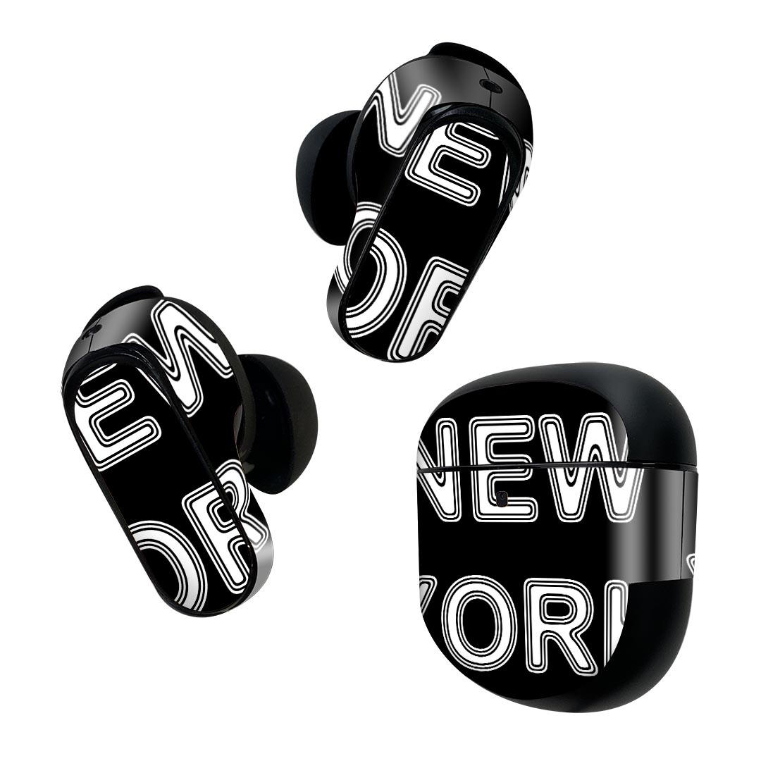 Bose QuietComfort Earbuds II 用 スキンシール ボーズ イヤバッズ2 用　ステッカー　本体3セット ケース1セット 保護 フィルム デコ ニューヨーク　外国 014399