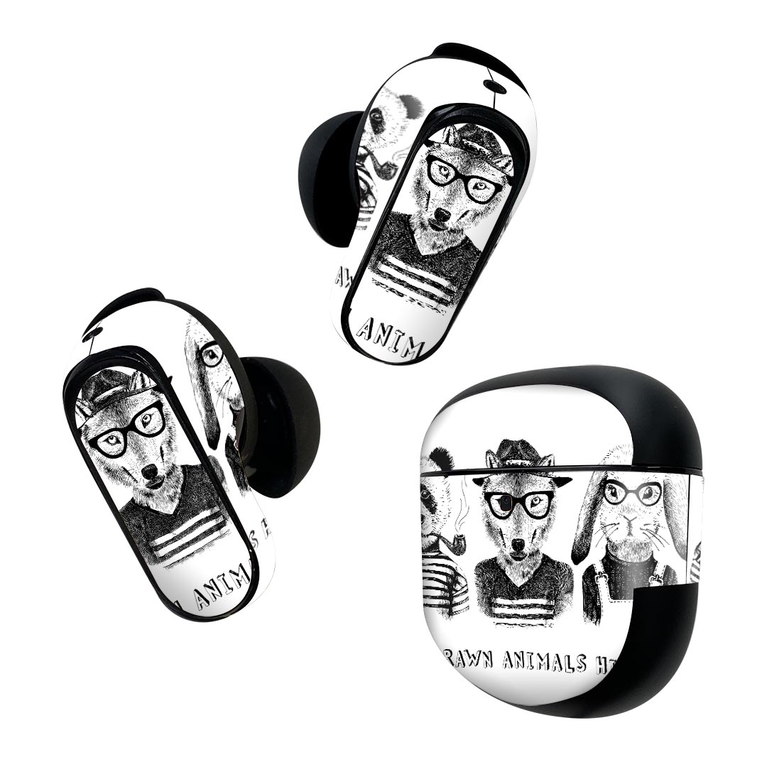 製品名 Bose QuietComfort Earbuds II 専用デザインスキンシール セット内容 Bose QuietComfort Earbuds II 専用シール　イヤホン（左右）3枚、充電ケース用シール 1枚AirPods第3世代専用です。第1?2世代、Proシリーズには対応していません。 商品特徴 再剥離性シートを素材に採用し、細かな位置調整がしやすく貼り直しが容易です。また、エアフリーでもありますので気泡が簡単に逃げるので、キレイに貼ることができます。専用の業務プリンターを使い、商品画像と遜色のない美しい印刷仕上がり。 注意事項 画像はサンプルですので、ご覧の環境によっては多少色味に違いを感じる場合がございます。 イメージと違った、モニターと色味が異なるという理由での交換や返金はご対応出来かねます。スキンシールのみの販売で、機器本体や充電ケース本体は付属しません。シワができた場合、ドライヤーなどで軽く温め、外側に向けてシワを伸ばすように貼ってください。初回貼付時の位置調整や貼り直しは可能ですが、しっかりと押し付けて接着させた後の再剥離、再利用は保証しておりません。また接着部に油分や汚れが付着しますと角の部分は剥がれやすくなりますので、貼付時はあまり触れないようにご注意ください。無地のセミグロスシートにデザインをプリントした商品で、デコなどの加工はございません。 凹凸や光沢があるように見えたり布地や金属を素材にしたように見える商品もありますが、デザインの図版によるものです。印刷時に微妙な画像のズレが生じる場合がございます。ご注文後に1点1点制作する受注生産品の為、不良品以外のご返品や交換は固くお断りします。 商品発送 完全受注生産のハンドメイド商品となりますので、既製品と比べて発送までお時間を頂いています。 基本的に決済確認後2~3営業日、最大で10営業日での発送となります。繁忙期や休業日明けの場合はさらに時間がかかる場合があります。 その際には別途メールにてご連絡致します。メール便の場合、発送日から到着までに2?4日ほどかかる場合が多く、紛失などの保障もご対応できかねます。あらかじめご了承下さい。