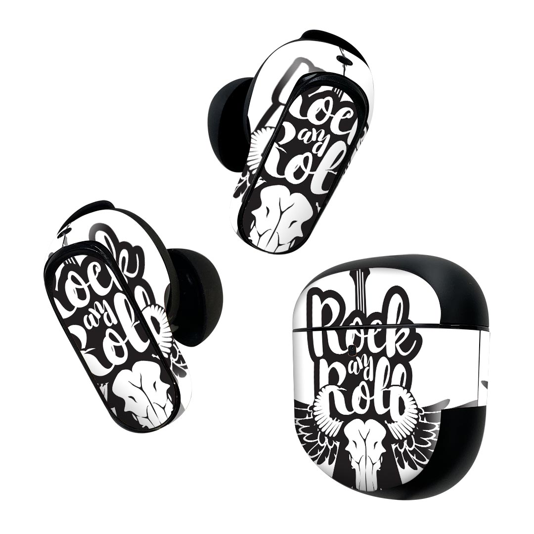 Bose QuietComfort Earbuds II 用 スキンシール ボーズ イヤバッズ2 用　ステッカー　本体3セット ケース1セット 保護 フィルム デコ ギター　音楽　ロック 014569