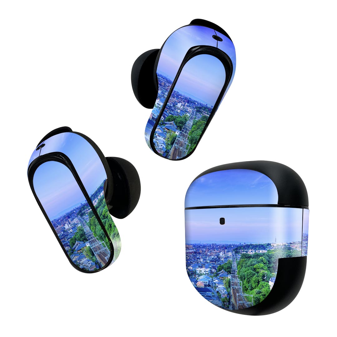 Bose QuietComfort Earbuds II 用 スキンシール ボーズ イヤバッズ2 用　ステッカー　本体3セット ケース1セット 保護 フィルム デコ 風景　景色　空 014667
