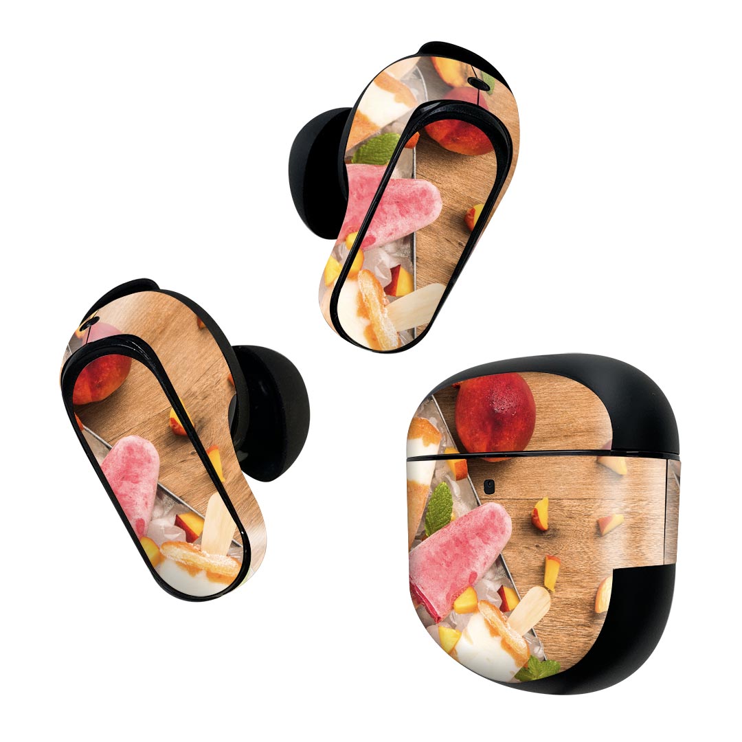 Bose QuietComfort Earbuds II 用 スキンシール ボーズ イヤバッズ2 用　ステッカー　本体3セット ケース1セット 保護 フィルム デコ 食べ物　アイス　デザート　 014855
