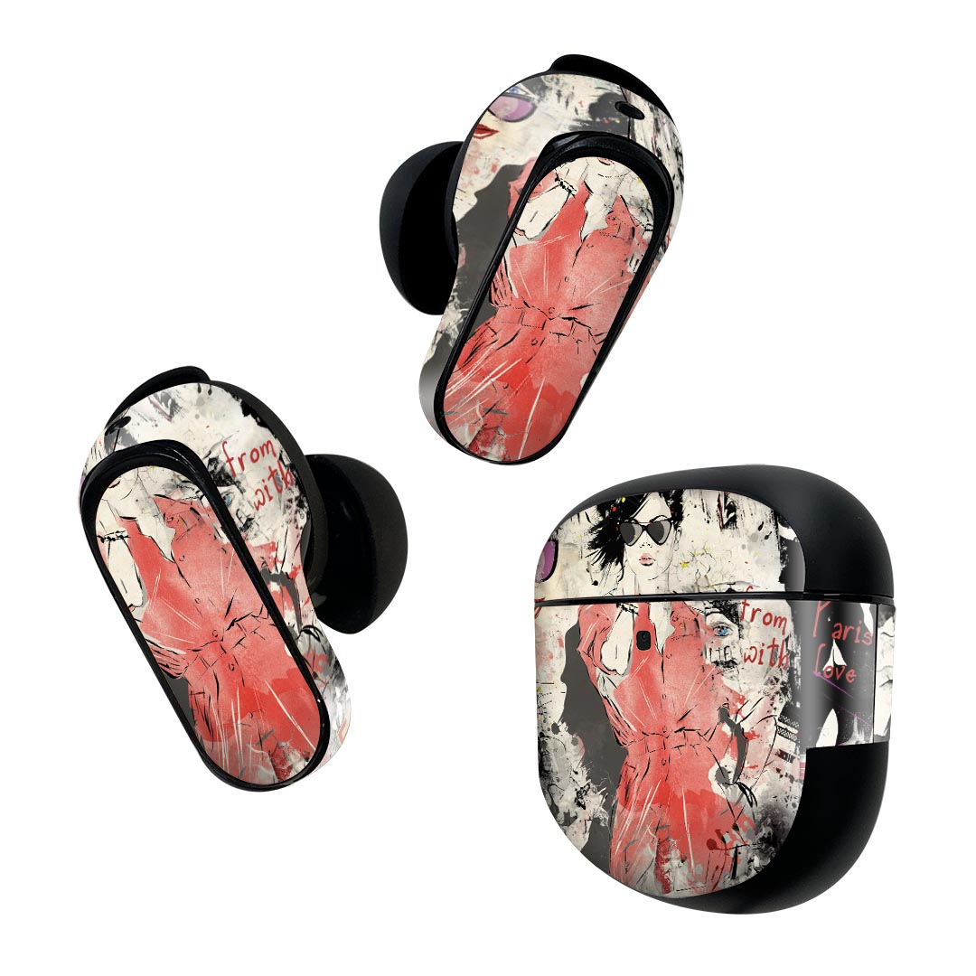 Bose QuietComfort Earbuds II 用 スキンシール ボーズ イヤバッズ2 用　ステッカー　本体3セット ケー..