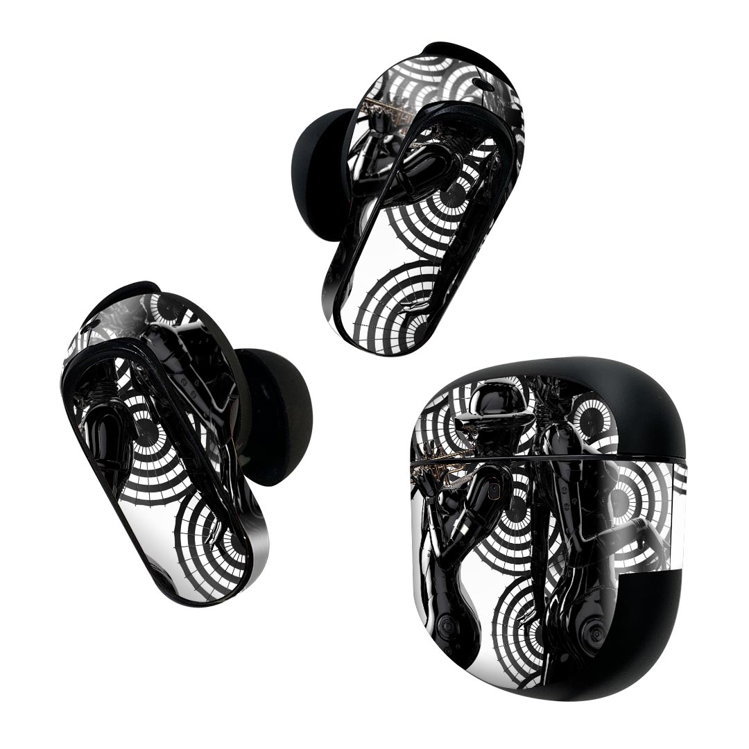製品名 Bose QuietComfort Earbuds II 専用デザインスキンシール セット内容 Bose QuietComfort Earbuds II 専用シール　イヤホン（左右）3枚、充電ケース用シール 1枚AirPods第3世代専用です。第1?2世代、Proシリーズには対応していません。 商品特徴 再剥離性シートを素材に採用し、細かな位置調整がしやすく貼り直しが容易です。また、エアフリーでもありますので気泡が簡単に逃げるので、キレイに貼ることができます。専用の業務プリンターを使い、商品画像と遜色のない美しい印刷仕上がり。 注意事項 画像はサンプルですので、ご覧の環境によっては多少色味に違いを感じる場合がございます。 イメージと違った、モニターと色味が異なるという理由での交換や返金はご対応出来かねます。スキンシールのみの販売で、機器本体や充電ケース本体は付属しません。シワができた場合、ドライヤーなどで軽く温め、外側に向けてシワを伸ばすように貼ってください。初回貼付時の位置調整や貼り直しは可能ですが、しっかりと押し付けて接着させた後の再剥離、再利用は保証しておりません。また接着部に油分や汚れが付着しますと角の部分は剥がれやすくなりますので、貼付時はあまり触れないようにご注意ください。無地のセミグロスシートにデザインをプリントした商品で、デコなどの加工はございません。 凹凸や光沢があるように見えたり布地や金属を素材にしたように見える商品もありますが、デザインの図版によるものです。印刷時に微妙な画像のズレが生じる場合がございます。ご注文後に1点1点制作する受注生産品の為、不良品以外のご返品や交換は固くお断りします。 商品発送 完全受注生産のハンドメイド商品となりますので、既製品と比べて発送までお時間を頂いています。 基本的に決済確認後2~3営業日、最大で10営業日での発送となります。繁忙期や休業日明けの場合はさらに時間がかかる場合があります。 その際には別途メールにてご連絡致します。メール便の場合、発送日から到着までに2?4日ほどかかる場合が多く、紛失などの保障もご対応できかねます。あらかじめご了承下さい。